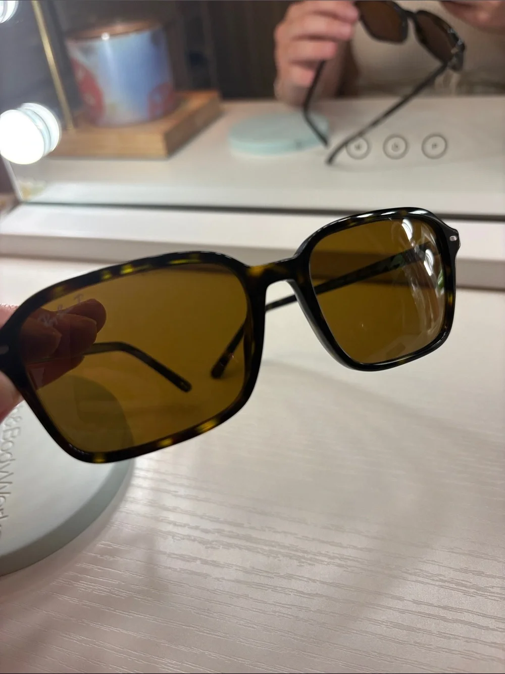Ray-Ban Polarized Tortoiseshell Frame Sunglasses with Brown Lenses Raimond